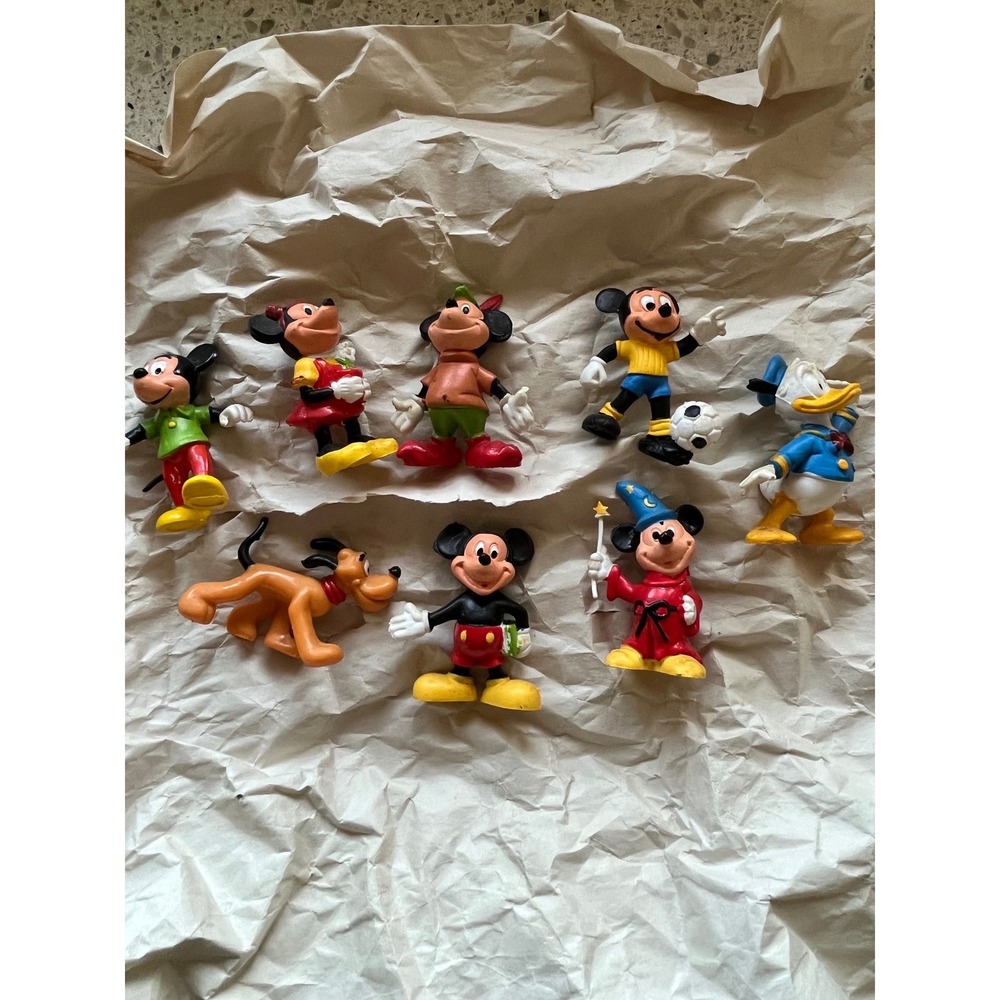 Vintage Walt Disney Productions PVC Figure Lot Mickey Minnie Donald Pluto HK